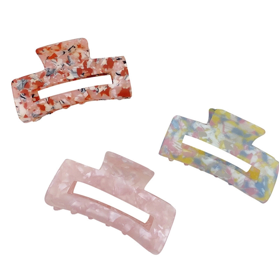 sweet color block rectangle acetic acid sheets handmade hair claws 1 piece