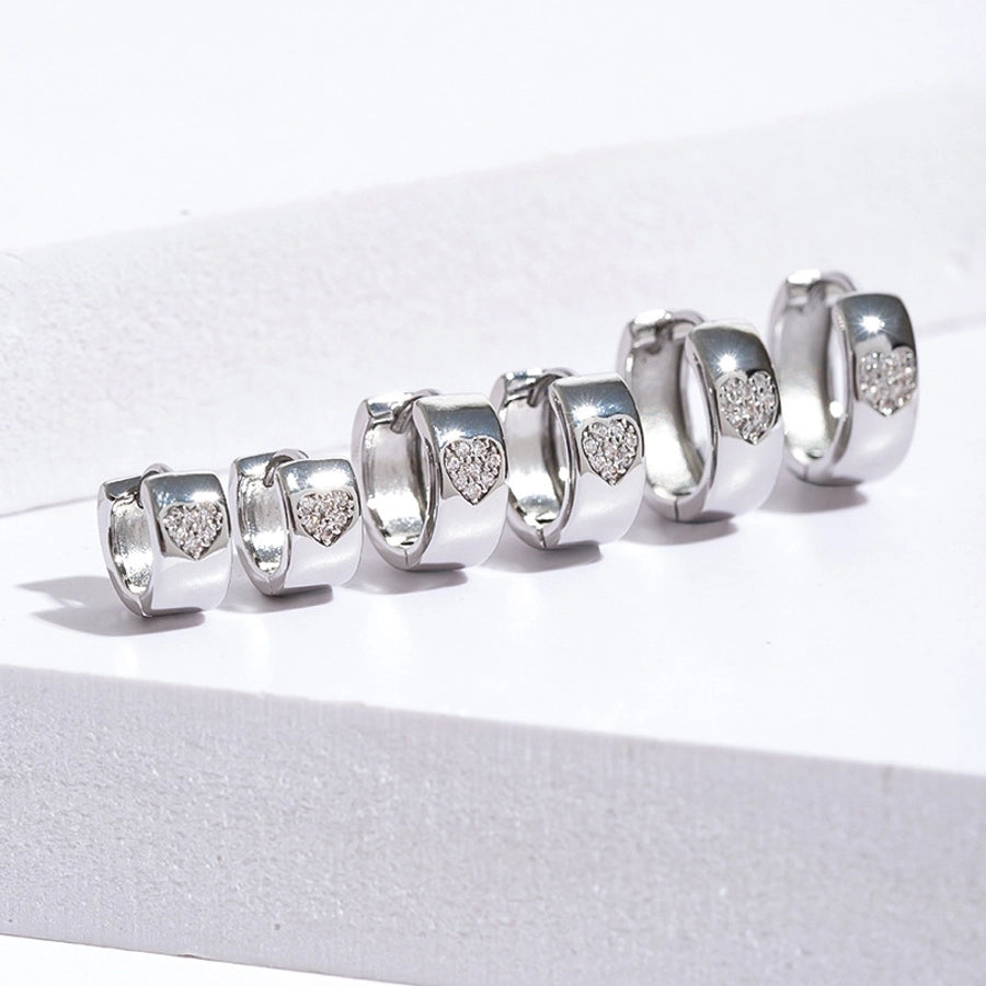 1 Pair Lady Heart Shape Plating Copper Zircon Earrings