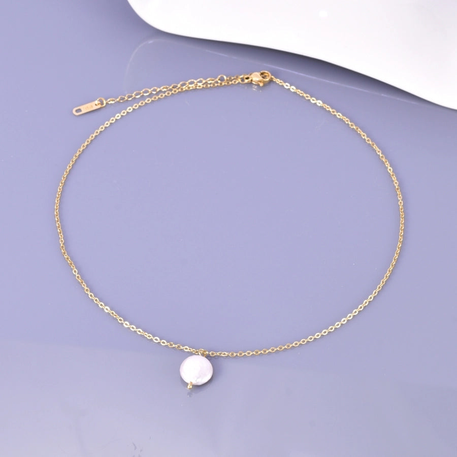 Jewelry Simple Style Heart Shape 304 Stainless Steel Titanium Steel Freshwater Pearl 18K Gold Plated Plating Layered Necklaces