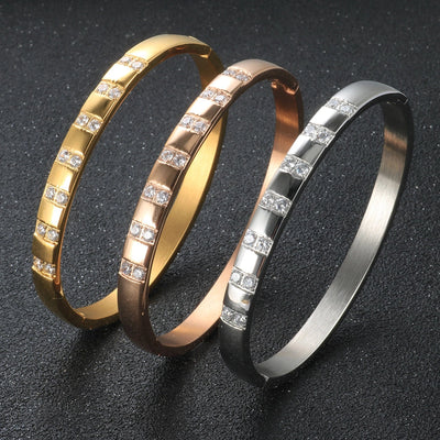 Elegant Solid Color Titanium Steel Bangle In Bulk