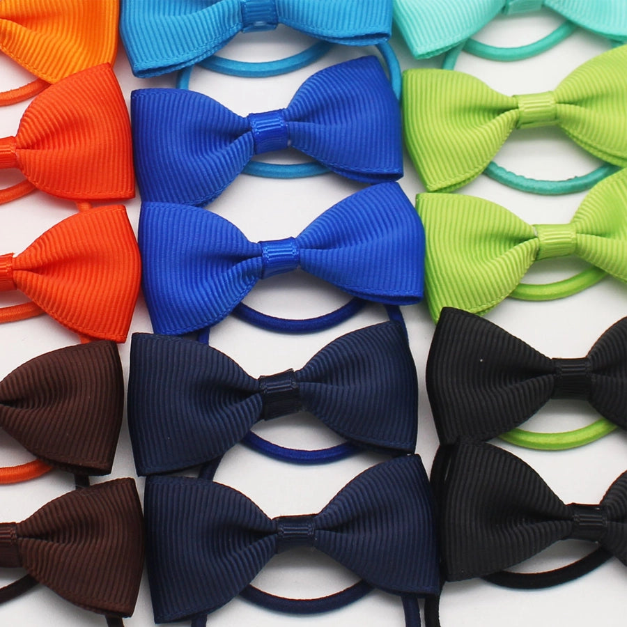 children's jewelry bow hair ring  thread belt hair accessories rubber band solid color girl small rubber band headdress