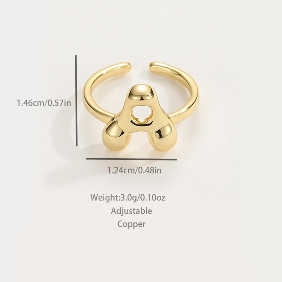 Copper 18K Gold Plated Plating Letter Copper Rings