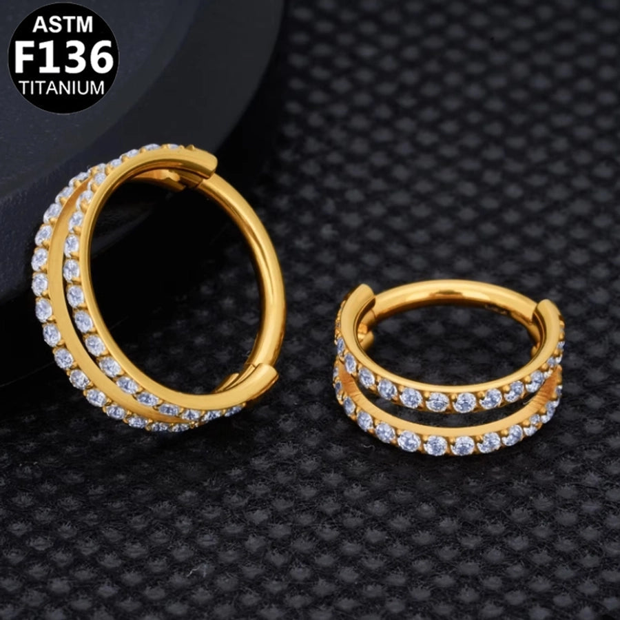 1 Piece Nose Rings & Studs Simple Style Classic Style O-Shape Pure Titanium Titanium Alloy Zircon 14K Gold Plated White Gold Plated Ear Cartilage Rings & Studs Nose Rings & Studs