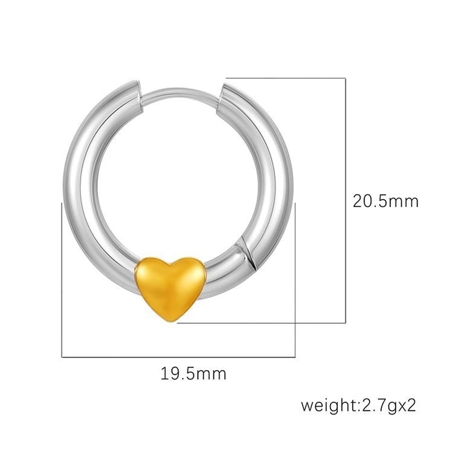 1 Pair IG Style Heart Shape 304 Stainless Steel 18K Gold Plated Earrings