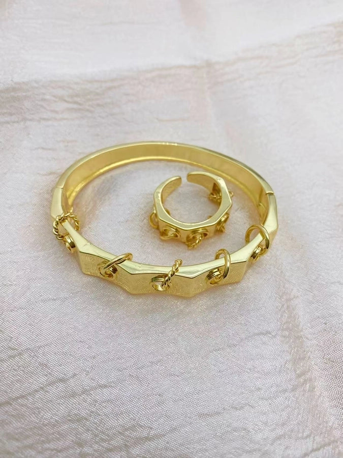 Jewelry Vintage Style Geometric Copper Mixed Metal Rings Bracelets