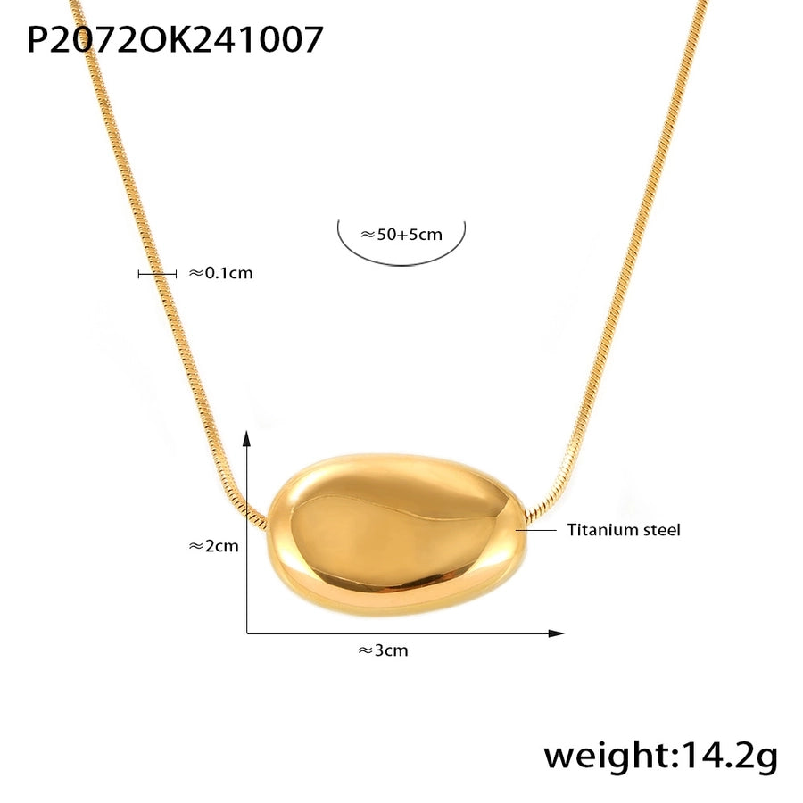 Jewelry Elegant Luxurious Geometric Titanium Steel 18K Gold Plated Pendant Necklace