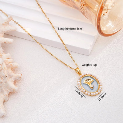 Jewelry Glam Lady Sexy Rose 304 Stainless Steel Copper Pendant Necklace