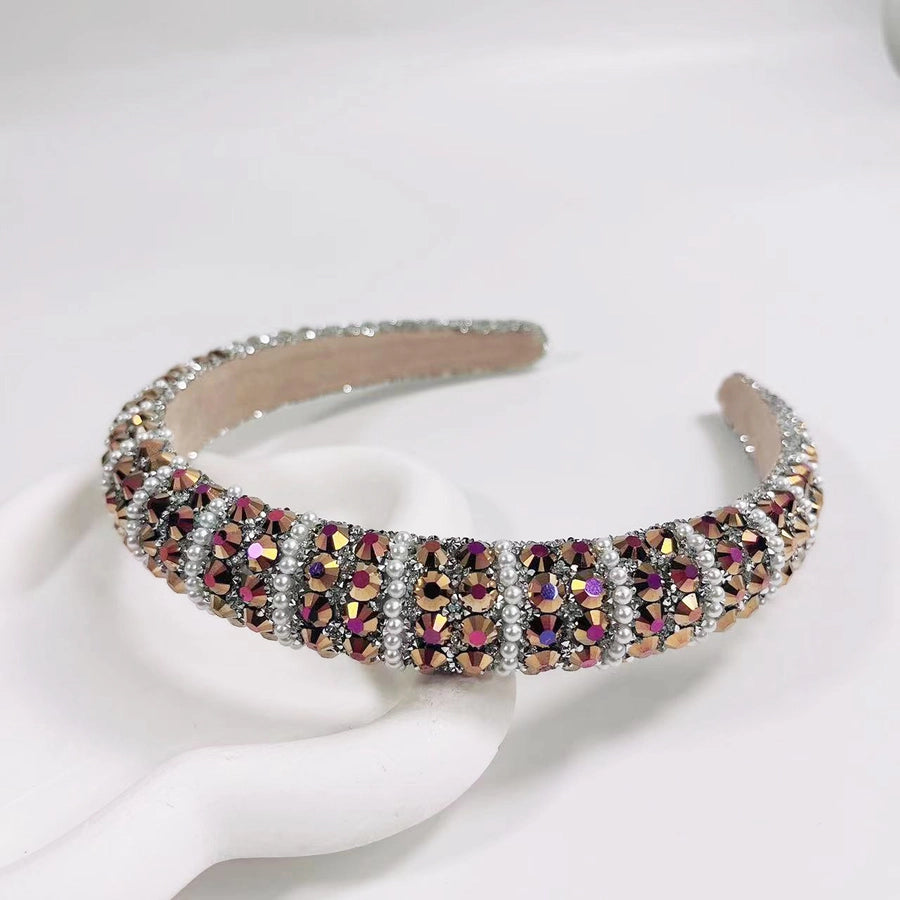 women's elegant lady geometric rhinestone hair band