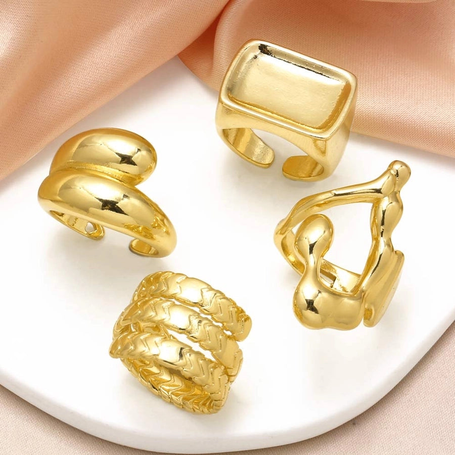 Copper 18K Gold Plated Plating Irregular Open Rings