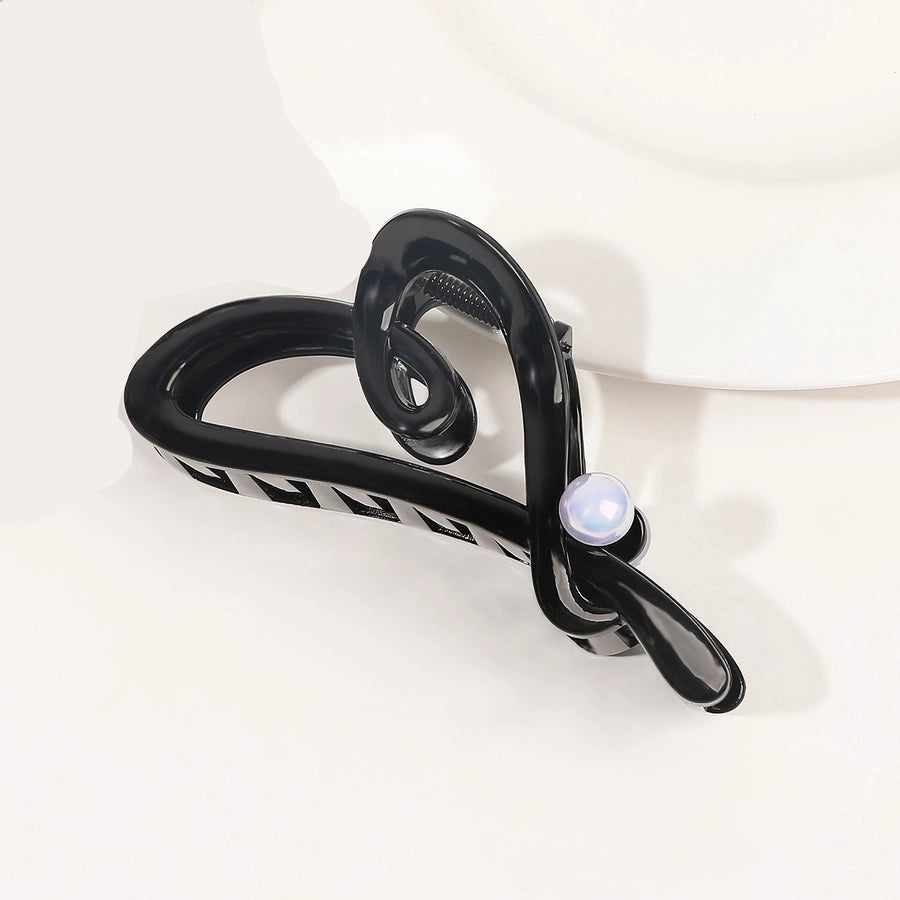 Women's Sweet Simple Style Heart Shape Plastic Resin Inlay Artificial Pearls Hair Claws