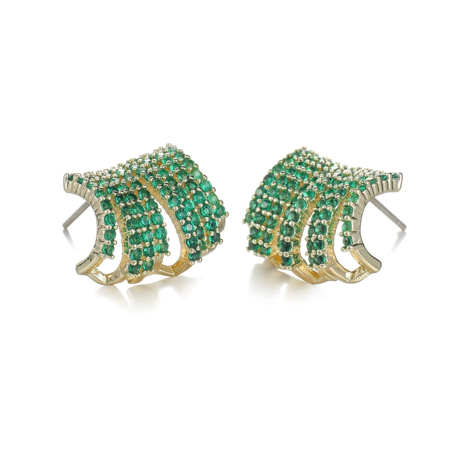 1 Pair Luxurious Romantic Geometric Artificial Gemstones Copper Zircon Ear Studs