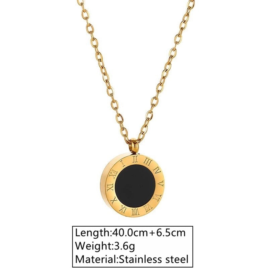 Jewelry Roman Style Streetwear Commute Geometric Round Roman Numeral 304 Stainless Steel Acrylic 18K Gold Plated Plating Jewelry Set