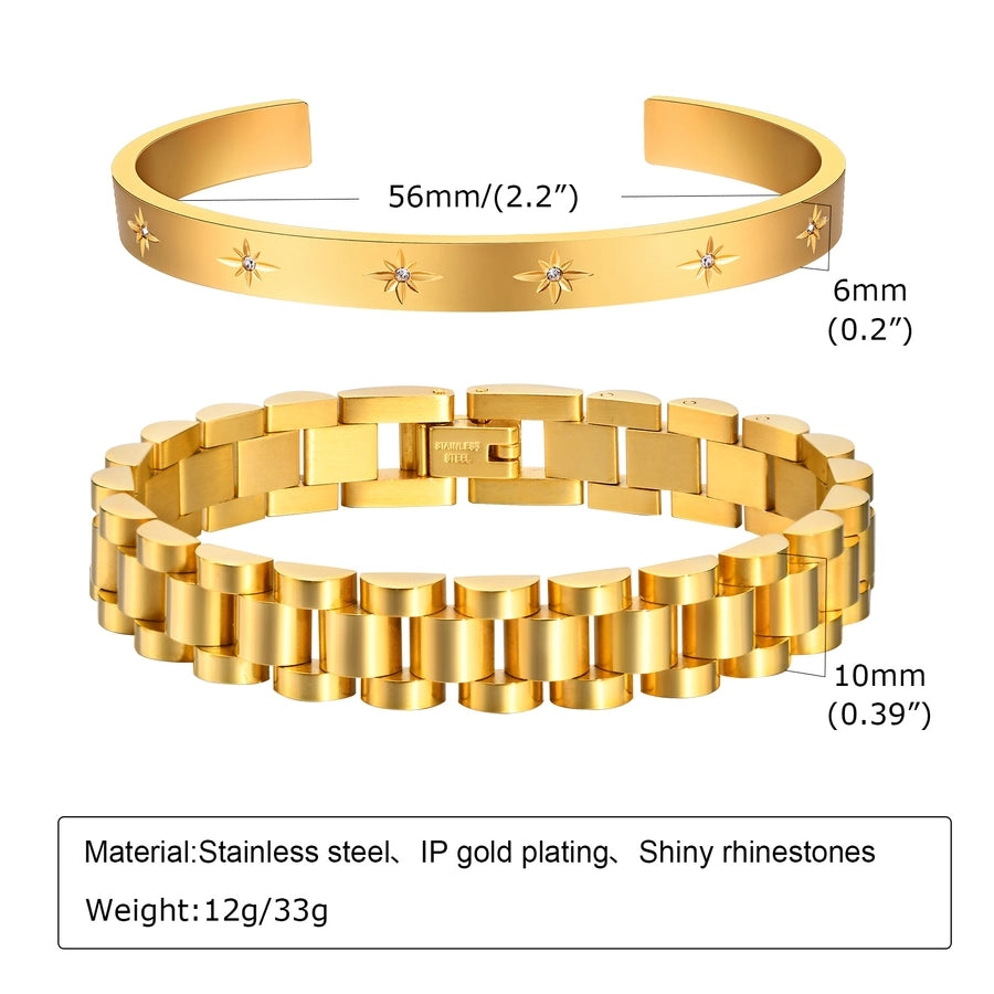 IG Style French Style Classic Style Devil's Eye 304 Stainless Steel 18K Gold Plated Zircon Bracelets Bangle In Bulk