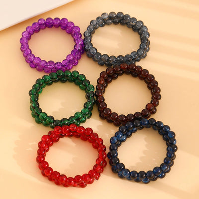 Fashion Simple Style Colored Glazing Bead Bracelet  Hot Sale Crystal Ice Broken Hot Flower Shining Beaded Stretch Bracelet 1 Pair