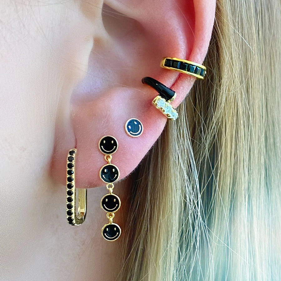 1 Pair Casual Simple Style Geometric Copper Zircon 24K Gold Plated Ear Cuffs