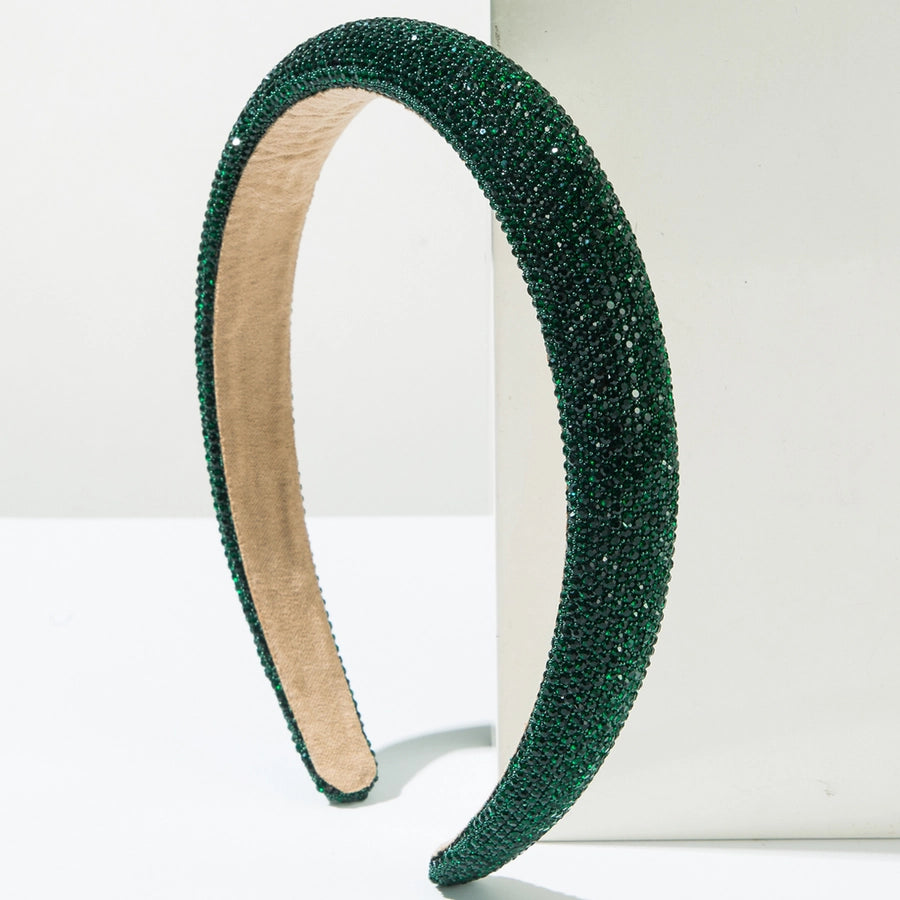 Women's Vacation Simple Style Solid Color Alloy Sponge Inlay Rhinestones Hair Band