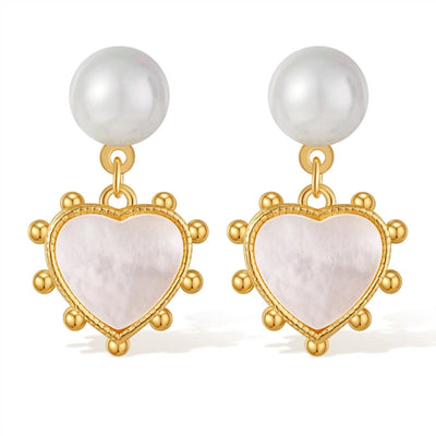 1 Piece Vintage Style Lady Wedding Pearl Inlay Copper Artificial Pearls 18K Gold Plated Drop Earrings
