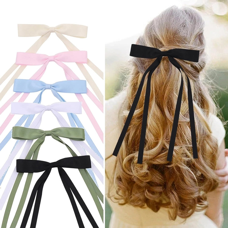 hot sale long ribbon bow hairpin sweet Ribbon Girl hairpin hairpin women's back spoon duckbill clip