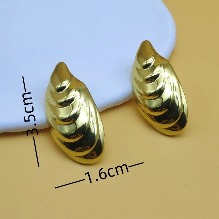 1 Pair Vintage Style Classic Style Conch Spiral Stripe Stamping 304 Stainless Steel 18K Gold Plated Ear Studs