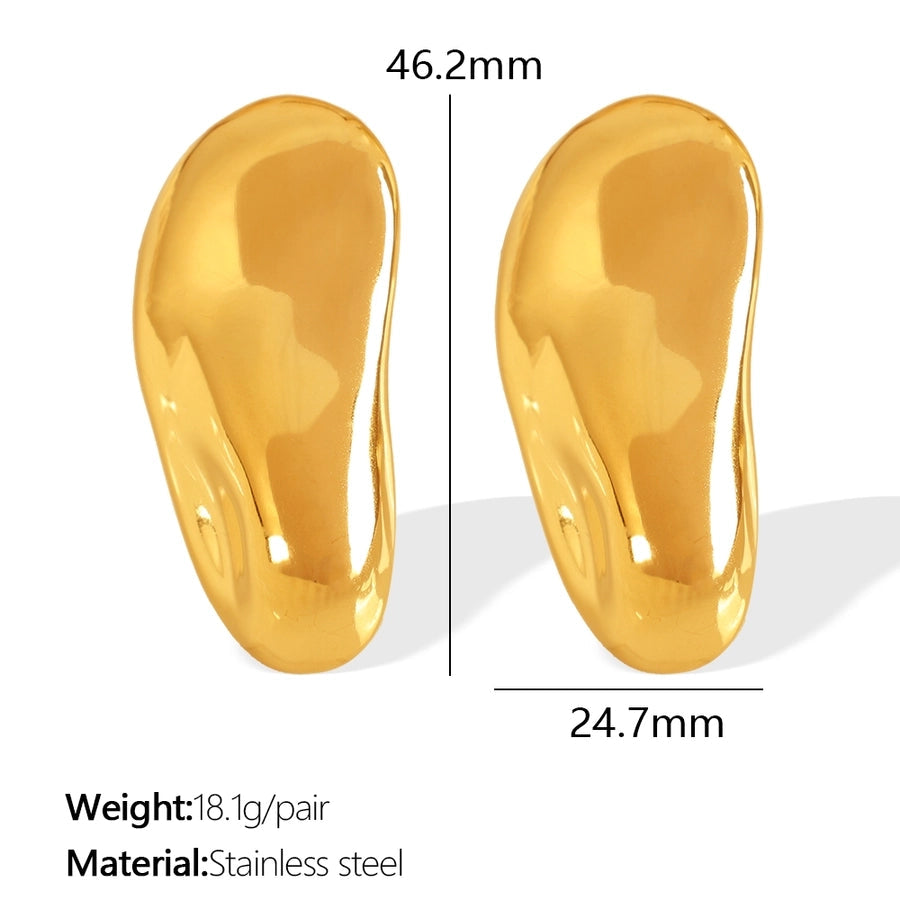 1 Pair IG Style Retro Geometric Polishing Plating 304 Stainless Steel 18K Gold Plated Ear Studs