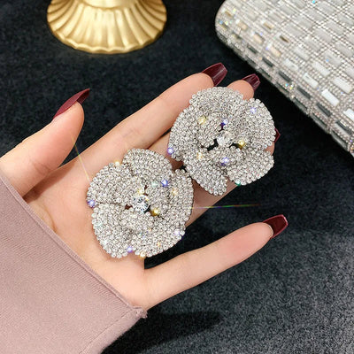 1 pair retro geometric heart shape bow knot alloy rhinestones drop earrings