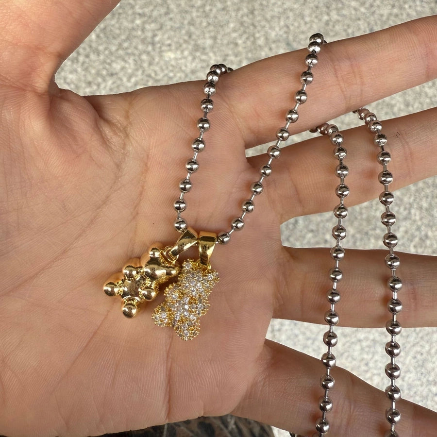 Jewelry Simple Style Classic Style Bear Titanium Steel Plating Pendant Necklace