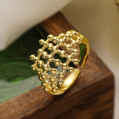 Copper Geometric Open Rings