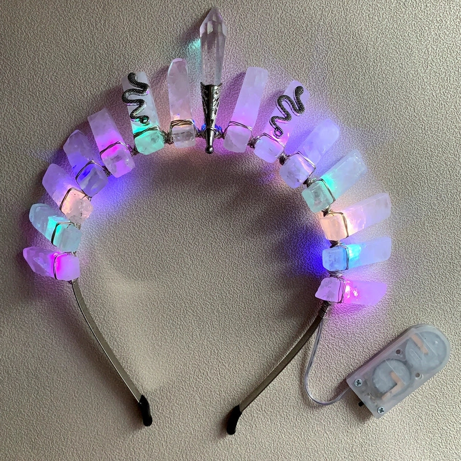 simple style rectangle crystal patchwork hair band