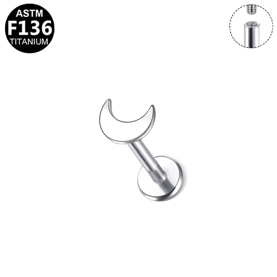 1 Piece Lip Rings Casual Star Moon Pure Titanium Titanium Alloy 14K Gold Plated White Gold Plated Lip Rings Ear Cartilage Rings & Studs