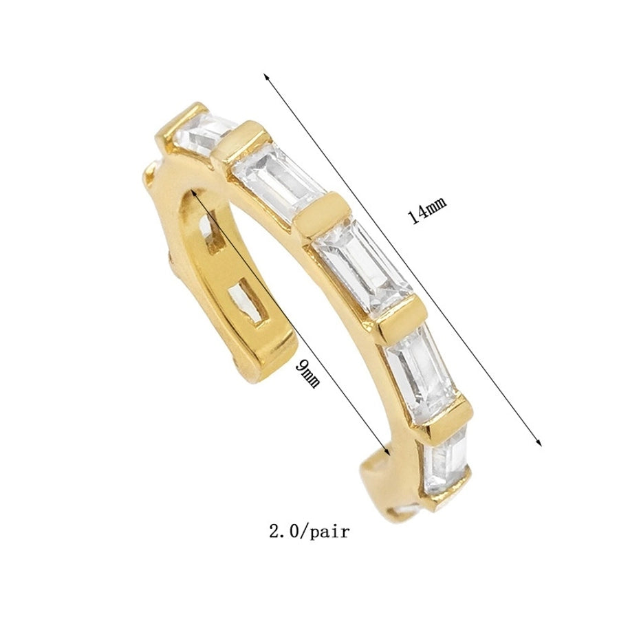 1 Pair Elegant Simple Style Geometric Copper Zircon 24K Gold Plated Drop Earrings Ear Cuffs Ear Studs