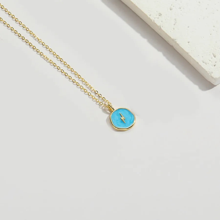 Copper 14K Gold Plated Enamel Butterfly Pendant Necklace