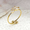 Jewelry Casual Sweet Simple Style Geometric Leaves Flower 304 Stainless Steel Zircon 14K Gold Plated Inlay Open Rings