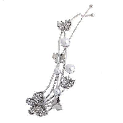 simple style butterfly alloy inlay artificial pearls rhinestones hair clip 1 piece