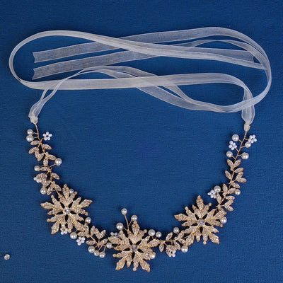 retro flower alloy pearl inlay rhinestones hair band