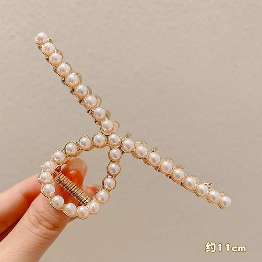 simple style solid color alloy resin hollow out hair claws