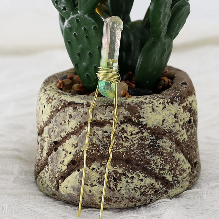 women's ig style geometric alloy handmade inlay crystal hairpin