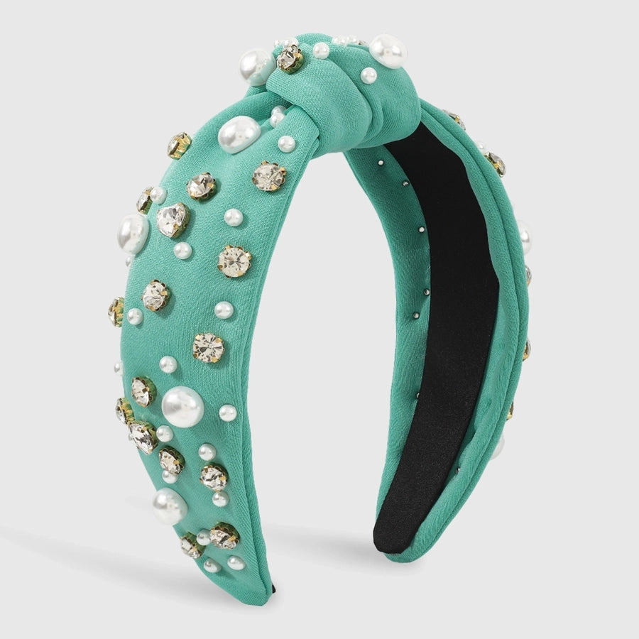 fashion solid color imitation pearl cloth rhinestone hair band