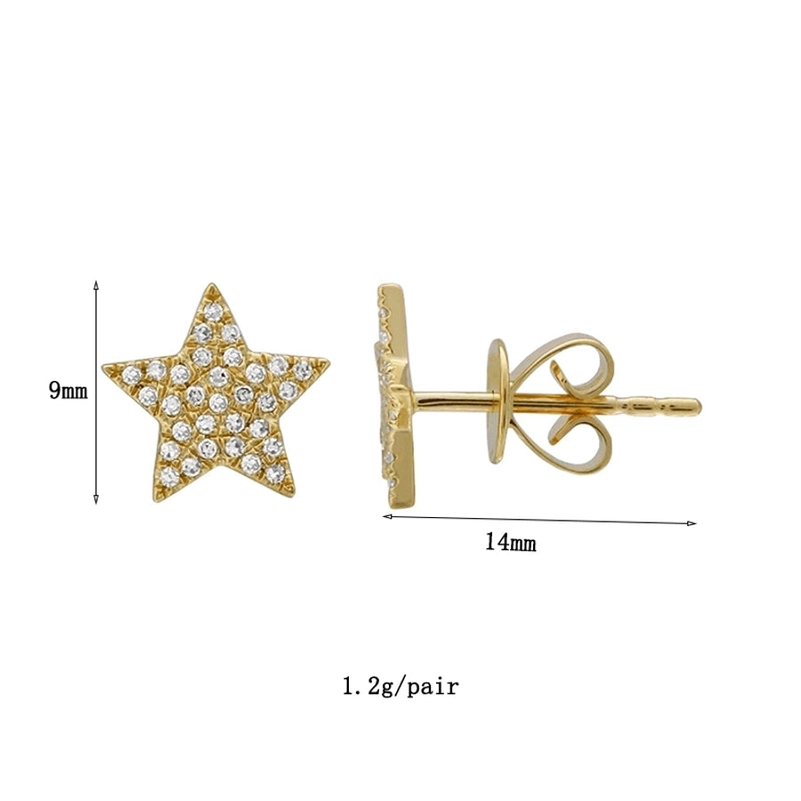 1 Pair IG Style Star Brass Zircon Ear Cuffs Ear Studs