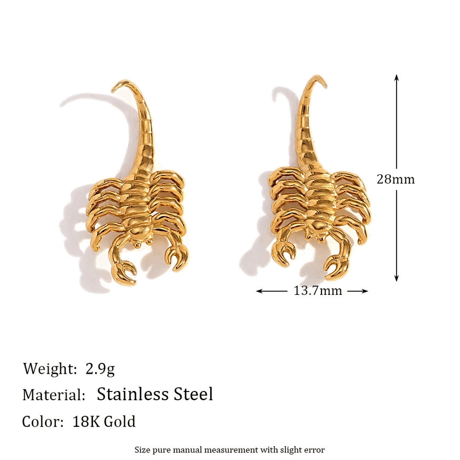 Jewelry Hip-Hop Simple Style Scorpion 304 Stainless Steel Titanium Steel 18K Gold Plated Earrings Necklace