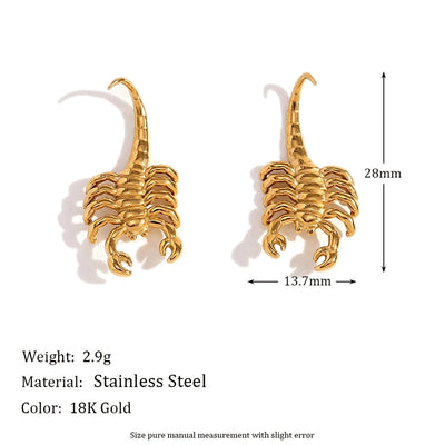 Jewelry Hip-Hop Simple Style Scorpion 304 Stainless Steel Titanium Steel 18K Gold Plated Earrings Necklace