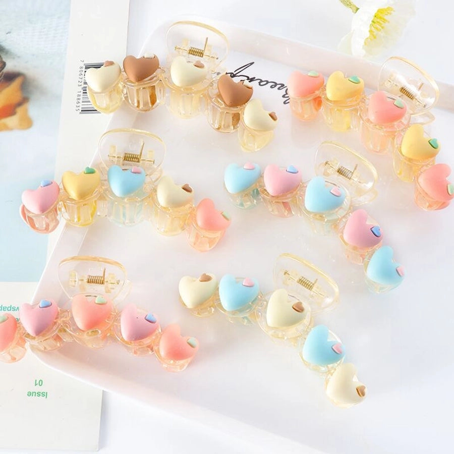 sweet heart shape plastic resin handmade hair claws 1 piece