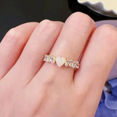 Copper Four Leaf Clover Heart Shape Flower Open Rings