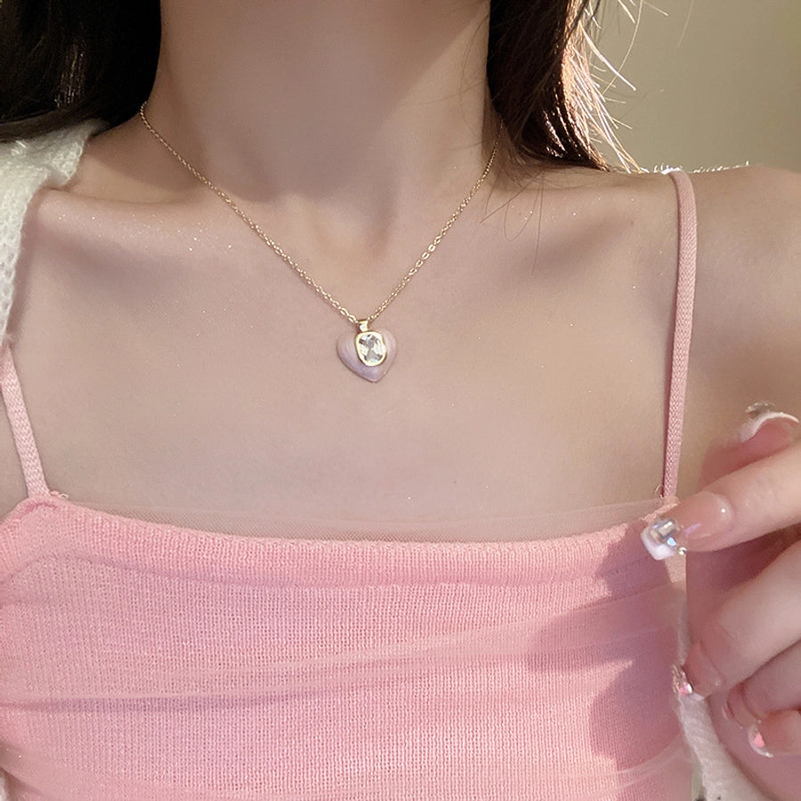 Copper Enamel Heart Shape Pendant Necklace