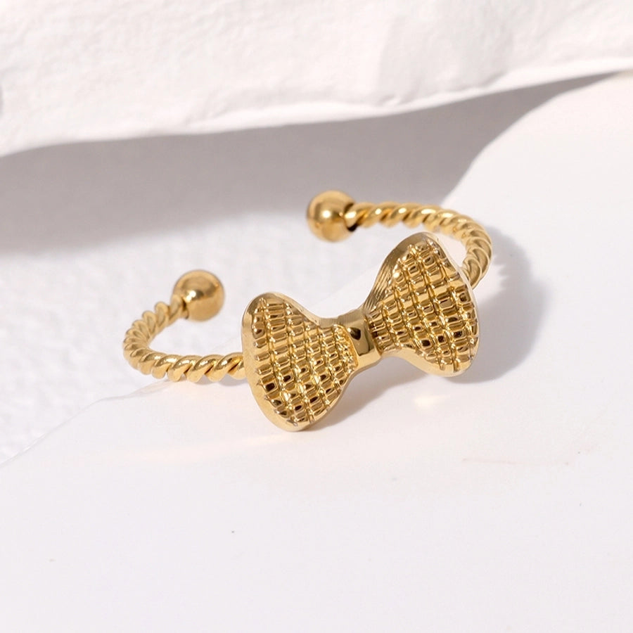 Jewelry Sweet Simple Style IG Style Bow Knot 304 Stainless Steel 18K Gold Plated Stainless Steel Rings