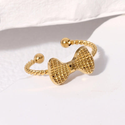 Jewelry Sweet Simple Style IG Style Bow Knot 304 Stainless Steel 18K Gold Plated Stainless Steel Rings