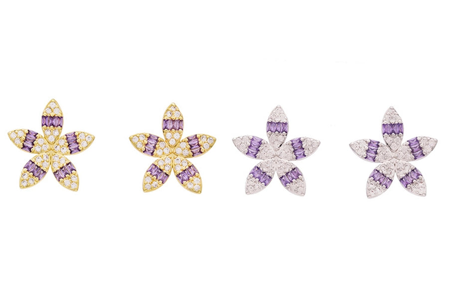 1 Pair Sweet Simple Style Flower Plating Copper Ear Studs