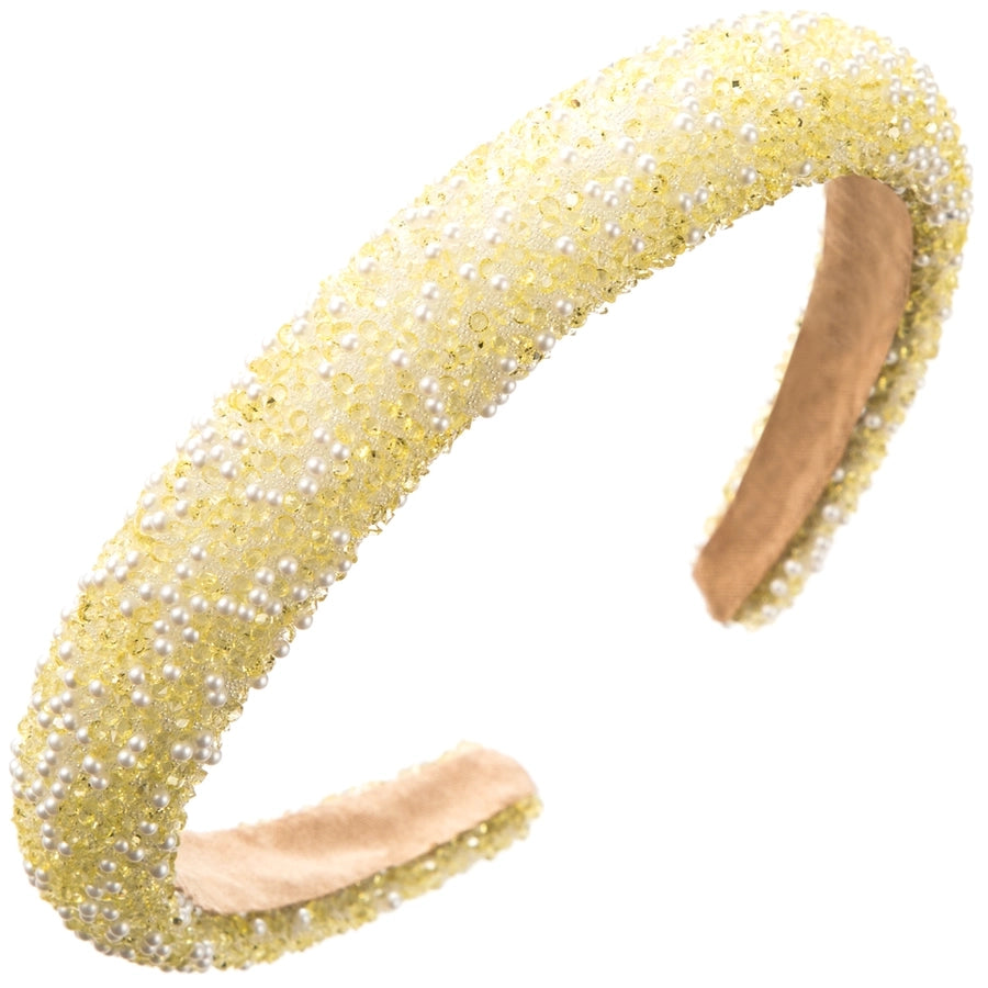 Women's Cute Sweet Classic Style Solid Color Sponge Inlay Rhinestones Pearl Hair Band