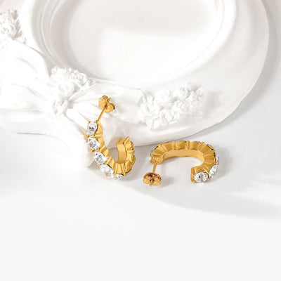 1 Pair Elegant C Shape 316 Stainless Steel  18K Gold Plated Ear Studs