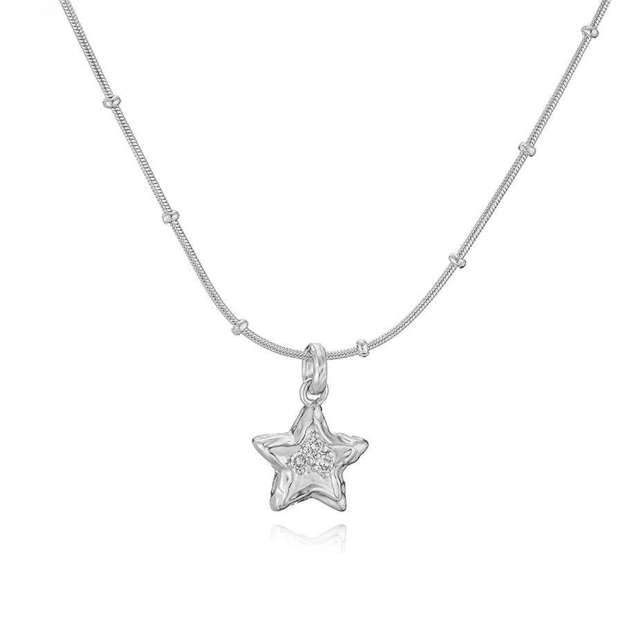 Jewelry Elegant Sweet Simple Style Pentagram Heart Shape Bee Copper Zircon 18K Gold Plated Enamel Inlay Pendant Necklace