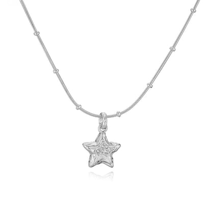 Jewelry Elegant Sweet Simple Style Pentagram Heart Shape Bee Copper Zircon 18K Gold Plated Enamel Inlay Pendant Necklace